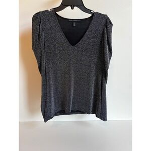 White House Black Market Top Small V Neck Sparkle Long Sleeve Party Women's Sz S